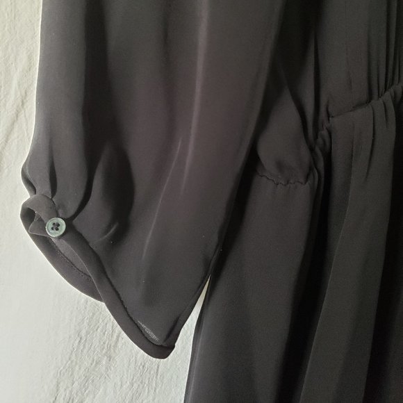 ARITZIA BABATON Black Sheer Cut Out Keyhole Silk Chiffon Mini Dress M Goth Boho - Picture 12 of 16